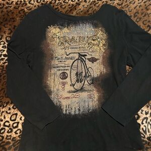 Black Graphic Long Sleeve Top